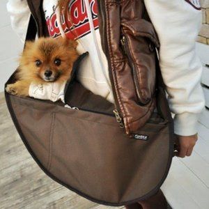 Fundle sling pet carrier.  Dark brown.